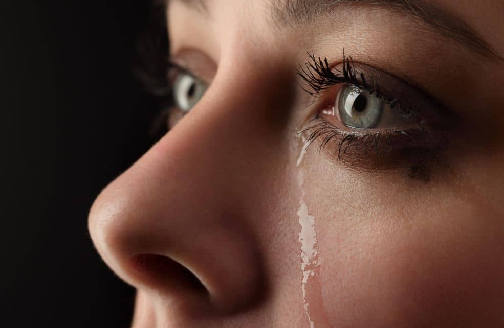 Gros Plan Sur Un Visage, Larme Qui Coule