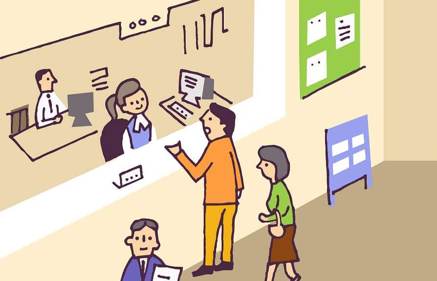 Illustation Acceuil D'une Mairie Avec Du Public